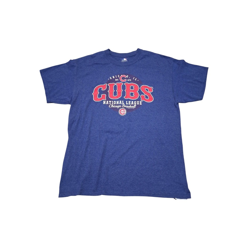 MLB Chicago Cubs Genuine Merchandise Blue Heather Graphic T-Shirt Mens Large